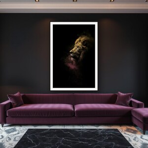 Lion Wall Art art print framed in a luxury living room