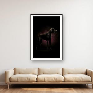 Dane Monument Print | Brass Line Art Dog Decor (Digital Download) image 1