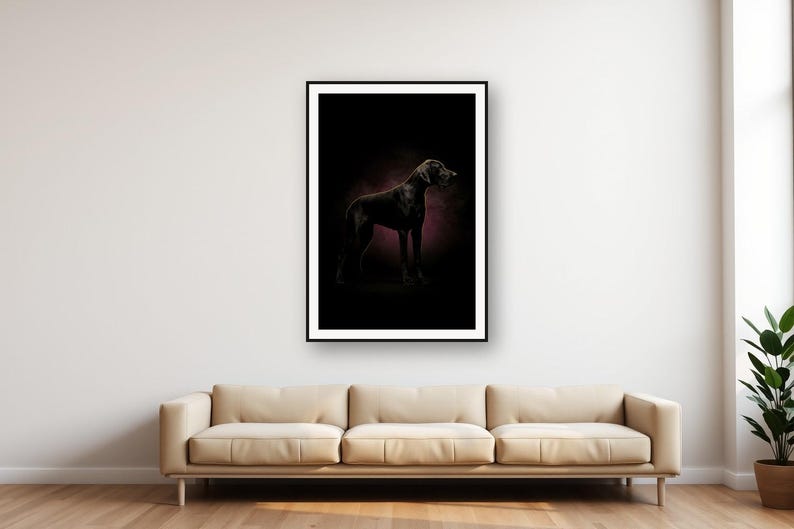Dane Monument Print | Brass Line Art Dog Decor (Digital Download) image 1