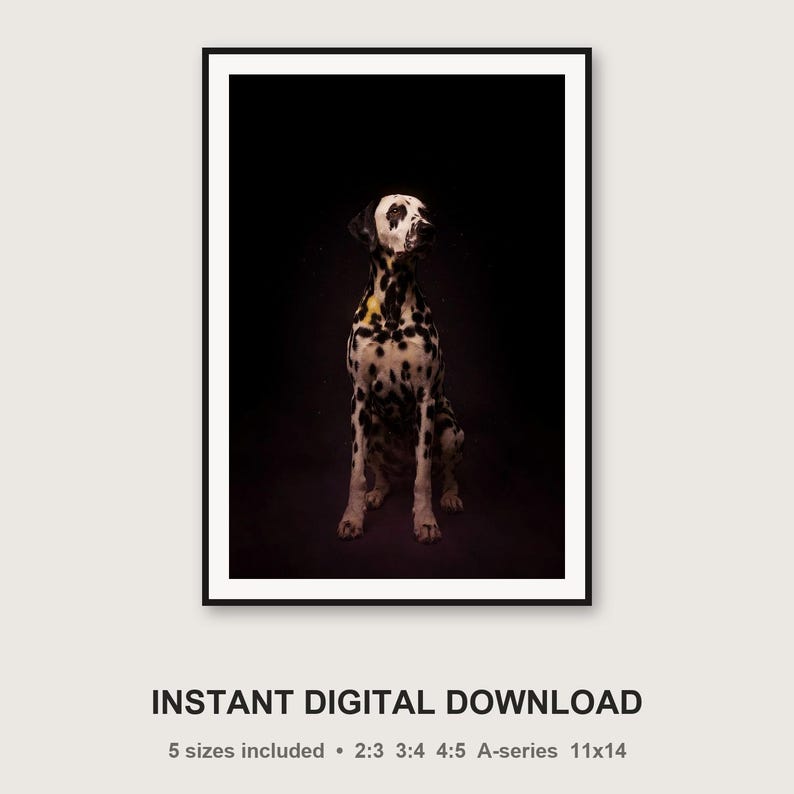 Dalmatiner-Print | Messingrandleuchte, schwarz-goldene Hunde-Deko (Digitaler Download) Bild 3