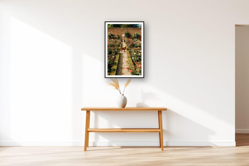 Irish Setter Wall Art art print displayed above an entry console table