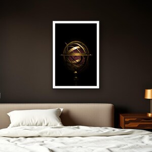 Celestial Wall Art art print framed in a dark luxury bedroom