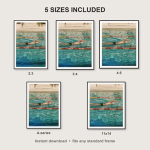 Swimmer Wall Art print size chart - 5 ratios included: 2:3, 3:4, 4:5, 11x14, ISO A