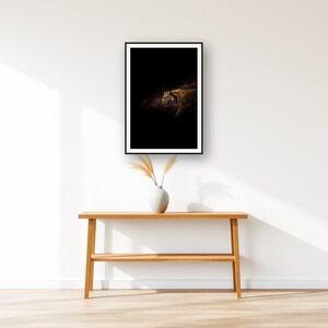 Tiger Wall Art art print displayed above an entry console table