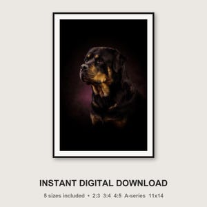 Lámina decorativa de Rottweiler con marco de latón y luz (descarga digital) imagen 3