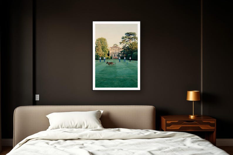 Dutch Shepherd Wall Art art print framed in a dark luxury bedroom
