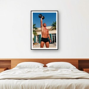 Dumbbell Press Wall Art | Vintage Villa Terrace Print | Retro Strength Training (Digital Download) image 2