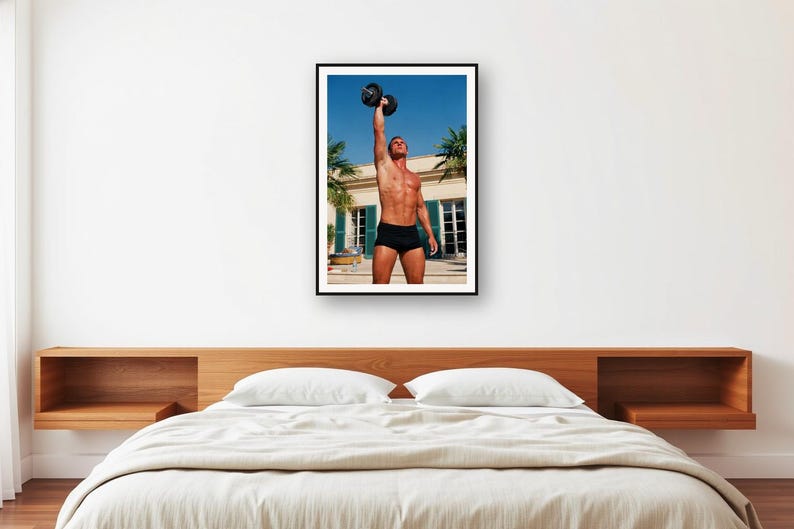 Dumbbell Press Wall Art | Vintage Villa Terrace Print | Retro Strength Training (Digital Download) image 2