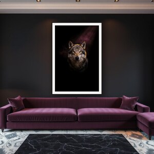 Wolf Wall Art art print framed in a luxury living room