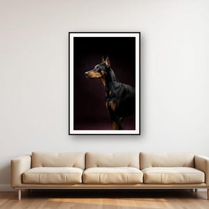 Estampado de Doberman / Borde de latón, decoración de perro en negro y dorado (descarga digital) imagen 1