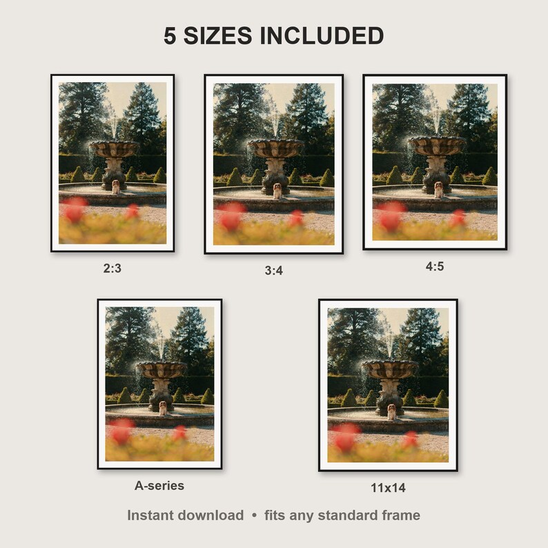 Cavalier Spaniel Wall Art print size chart - 5 ratios included: 2:3, 3:4, 4:5, 11x14, ISO A