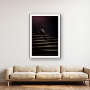 Wandbild „Schwarzer Panther“ | Panther auf Messingtreppe (Digitaler Download) Bild 1