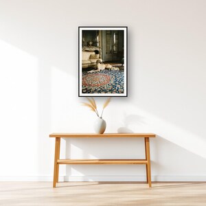 Saluki Wall Art art print displayed above an entry console table