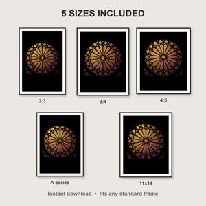 Dark Luxury Wall Art print size chart - 5 ratios included: 2:3, 3:4, 4:5, 11x14, ISO A