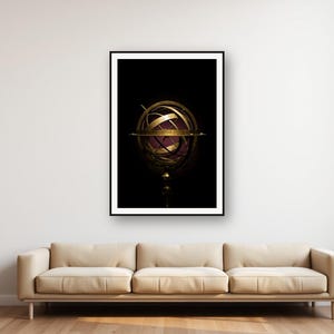 Lámina de la Esfera Armilar Celestial / Decoración Astronómica de Latón (Descarga Digital) imagen 1