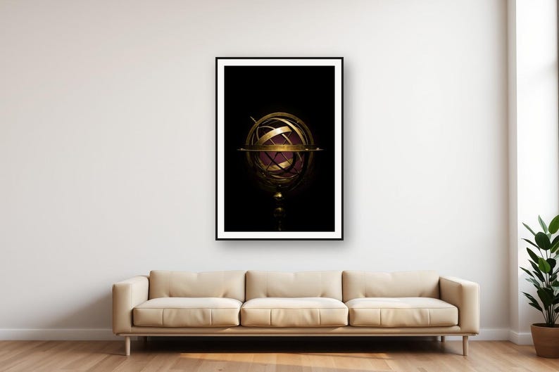 Lámina de la Esfera Armilar Celestial / Decoración Astronómica de Latón (Descarga Digital) imagen 1