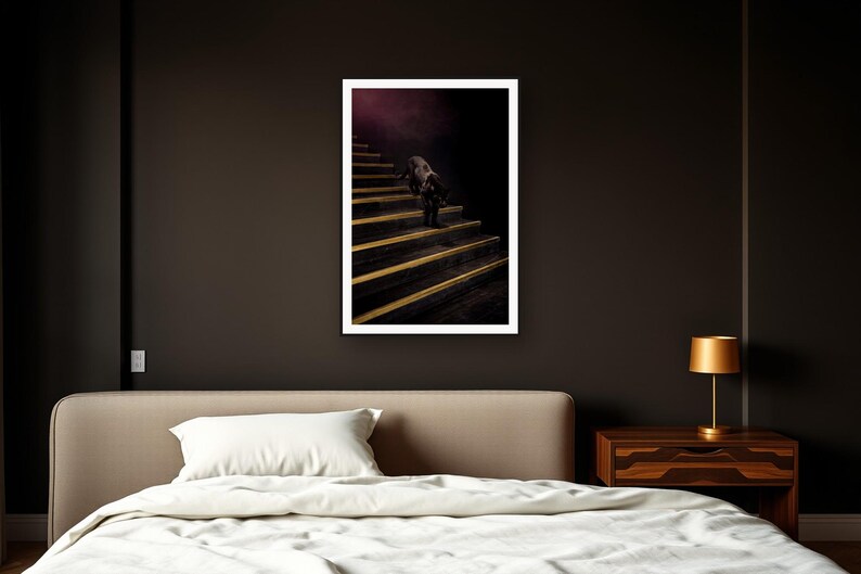 Black Panther Wall Art art print framed in a dark luxury bedroom