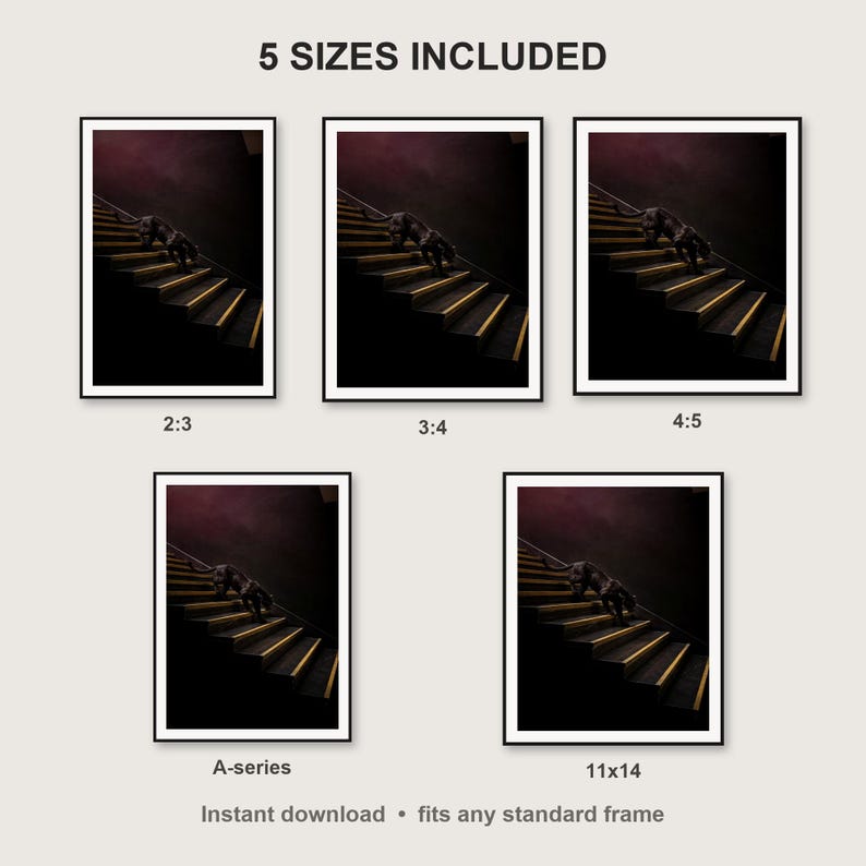 Black Panther Wall Art II print size chart - 5 ratios included: 2:3, 3:4, 4:5, 11x14, ISO A
