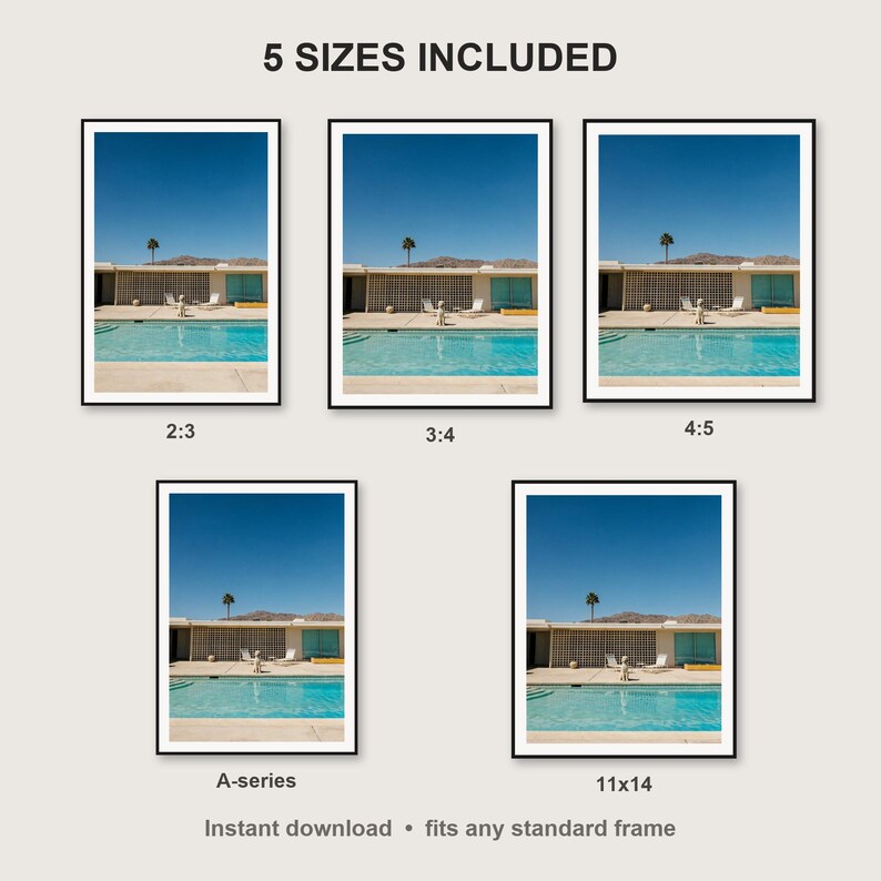 Standard Poodle Wall Art print size chart - 5 ratios included: 2:3, 3:4, 4:5, 11x14, ISO A