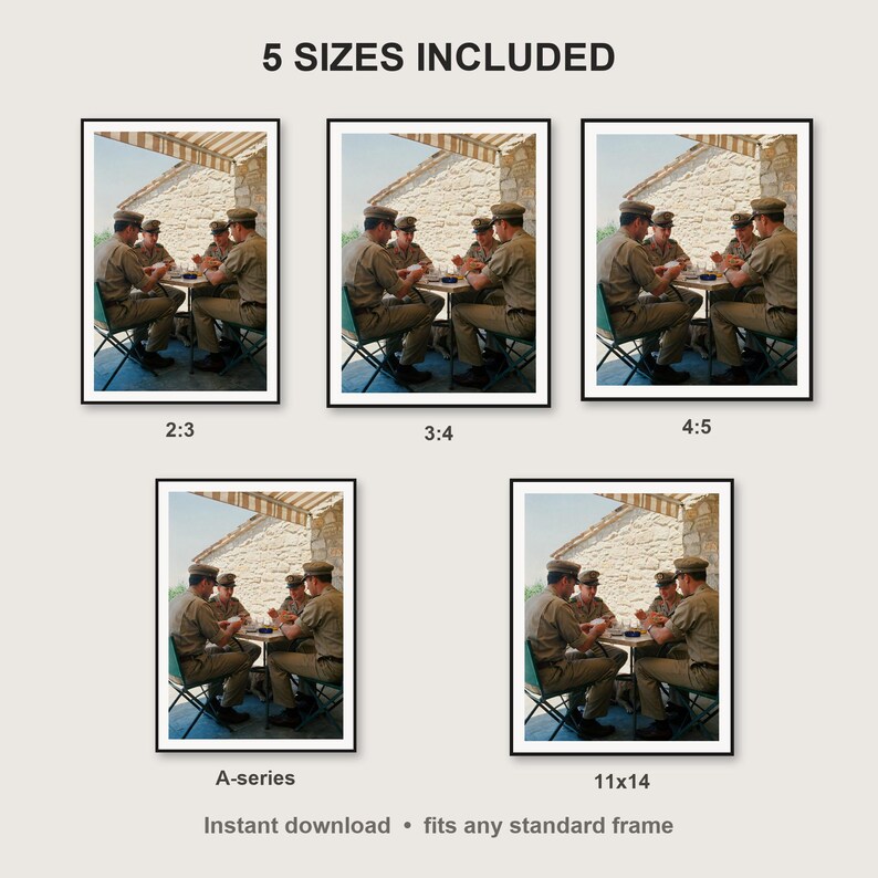 Military Wall Art print size chart - 5 ratios included: 2:3, 3:4, 4:5, 11x14, ISO A