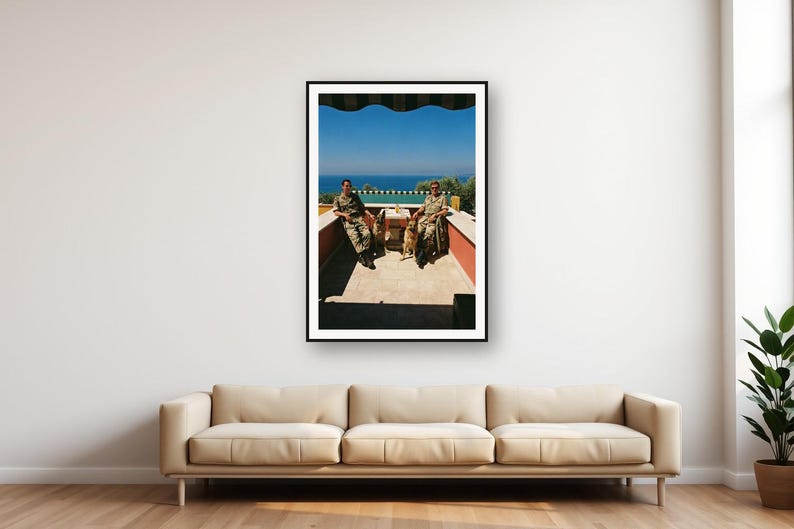Lámina Riviera con imágenes de adiestradores de perros militares / Decoración vintage para terraza con pastores alemanes (descarga digital) imagen 1