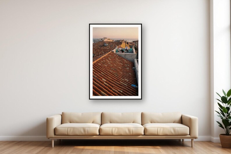 Lámina vintage para azotea / Pastor alemán, vista al mar, decoración mediterránea (descarga digital) imagen 1