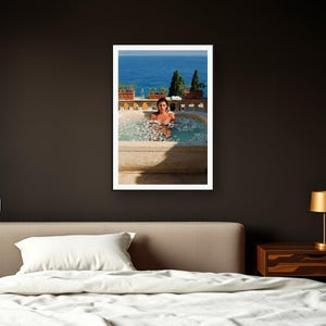 Ice Bath Wall Art art print framed in a dark luxury bedroom