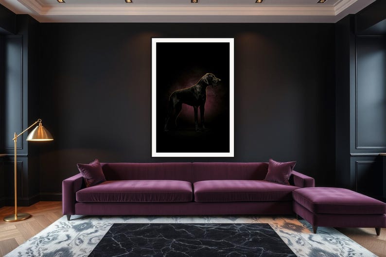 Great Dane Wall Art II art print framed in a luxury living room