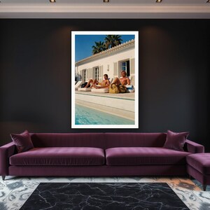 Poolside Athletes Wall Art art print framed in a luxury living room