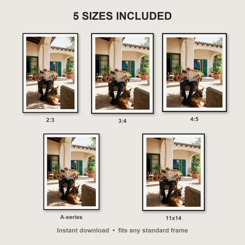 Belgian Malinois Wall Art print size chart - 5 ratios included: 2:3, 3:4, 4:5, 11x14, ISO A