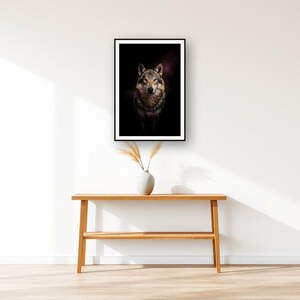 Wolf Wall Art II art print displayed above an entry console table