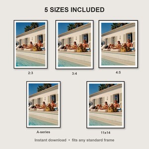 Poolside Athletes Wall Art print size chart - 5 ratios included: 2:3, 3:4, 4:5, 11x14, ISO A
