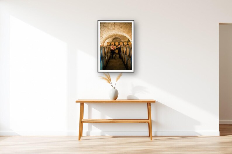 German Shepherd Wall Art art print displayed above an entry console table