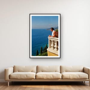 Vintage Riviera Villa Runner Photo | Mediterranean Balcony Fitness Art (Digital Download) image 1