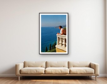 Vintage Riviera Villa Runner Photo | Mediterranean Balcony Fitness Art (Digital Download)