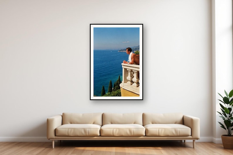 Vintage Riviera Villa Runner Photo | Mediterranean Balcony Fitness Art (Digital Download) image 1