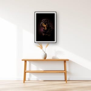 Rottweiler Wall Art II art print displayed above an entry console table