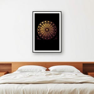 Brass Rose Window Print | Dark Cathedral Gothic Wall Art (Digital Download) image 2