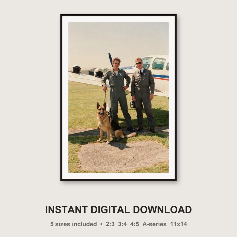 German Shepherd Pilot Airfield Print | Vintage Military Aviation Photo (Digital Download) image 3