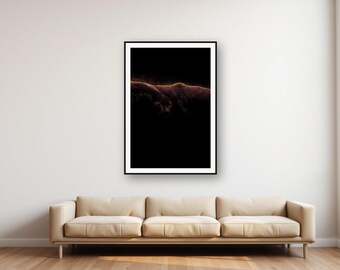 Lámina decorativa de Pantera Negra / Impresión en latón con luz, decoración animal de lujo en tonos oscuros (descarga digital)