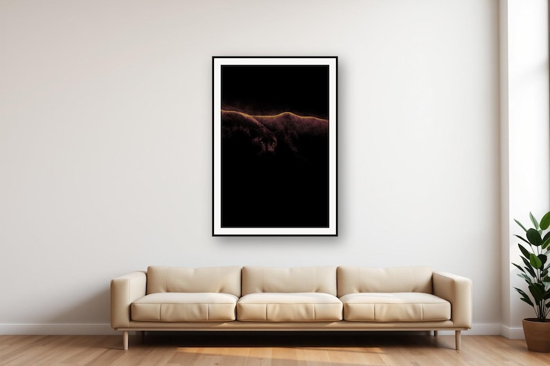 Black Panther Wall Art | Brass Light Print, Dark Luxury Animal Decor (Digital Download) image 1