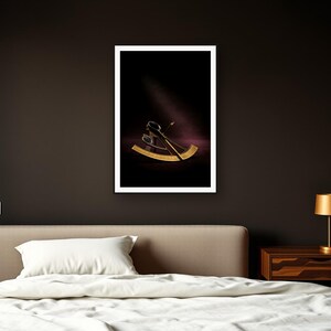 Celestial Wall Art art print framed in a dark luxury bedroom