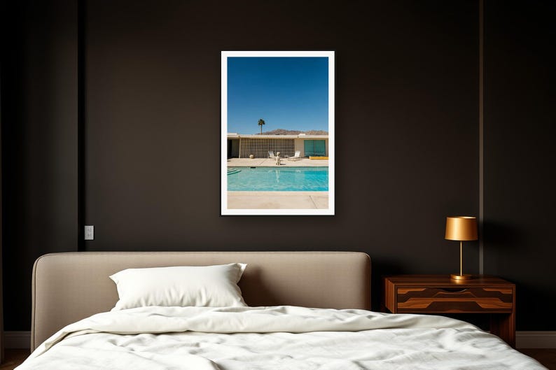 Standard Poodle Wall Art art print framed in a dark luxury bedroom
