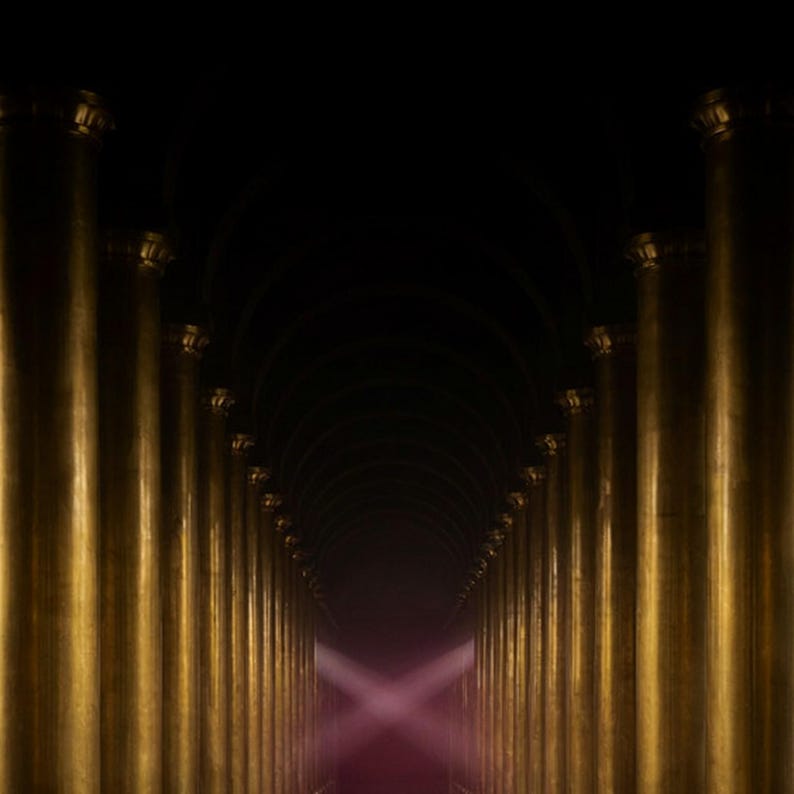 Brass Colonnade Print | Dark Moody Architectural Wall Art (Digital Download) image 4