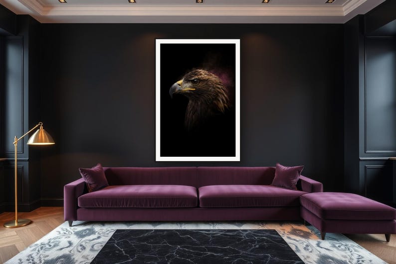 Eagle Wall Art II art print framed in a luxury living room