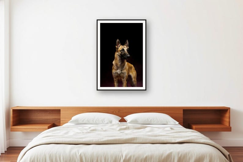 Lámina de pastor belga malinois / Arte canino con borde de latón / Decoración de lujo oscura (Descarga digital) imagen 2