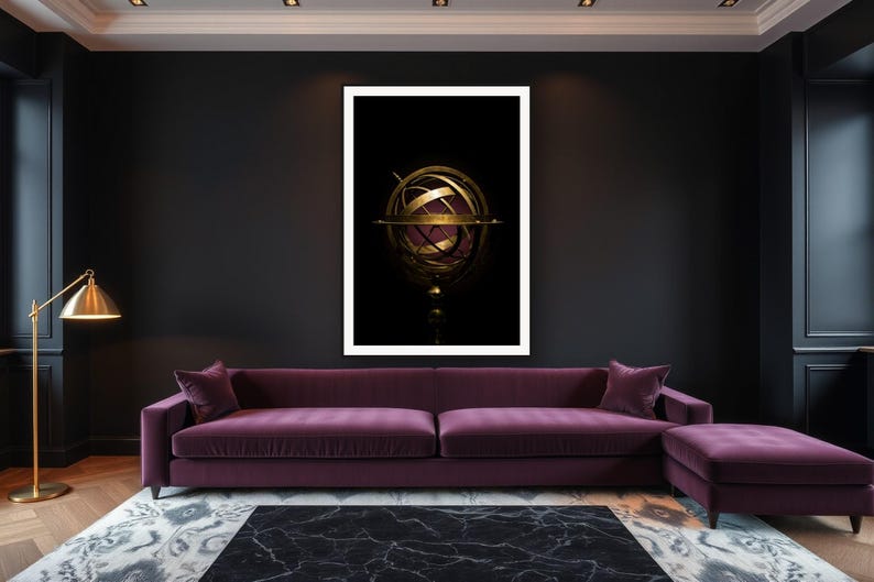 Celestial Wall Art art print framed in a luxury living room