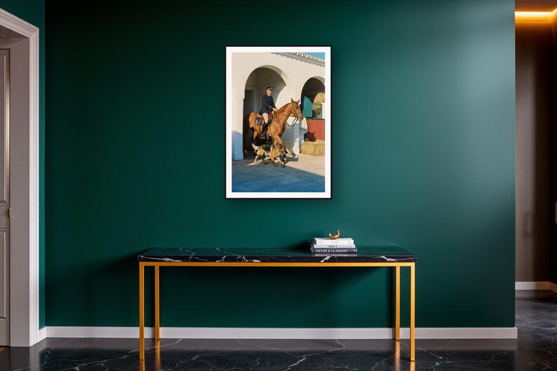 Dutch Shepherd Wall Art art print on a brass and black console vignette
