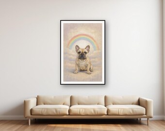 Arte em memória de um Bulldog Francês | Impressão delicada da Ponte do Arco-Íris (Download Digital)