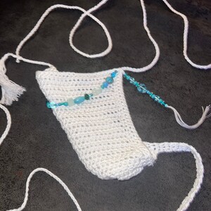 Tie-Side Crochet Pouch Bikini with beads